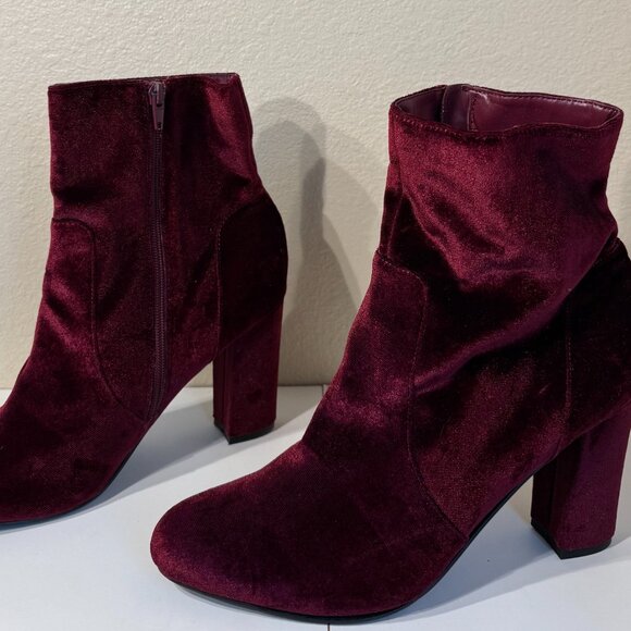 Madden Girl Fancie Burgundy Velvet Boot - Picture 3 of 5
